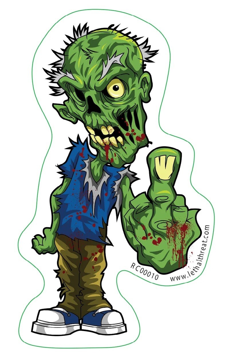 NEW LETHAL THREAT ZOMBIE FINGER MINI DECAL STICKER 3.5"x2" RC00010