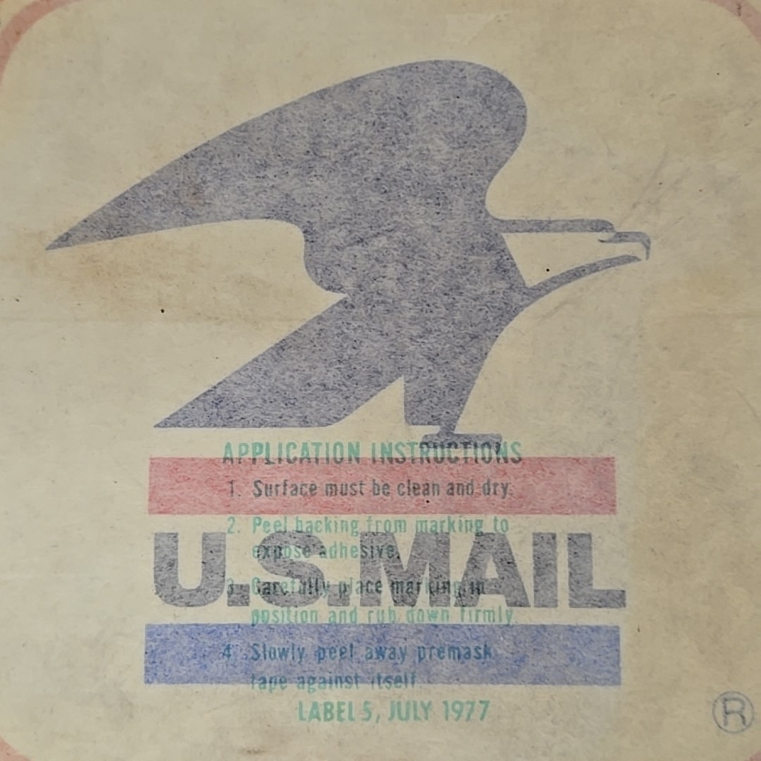 Vtg 1977 USPS US Mail Eagle Logo Decal Sticker Post Office Stamp Sign 7.8" Squa