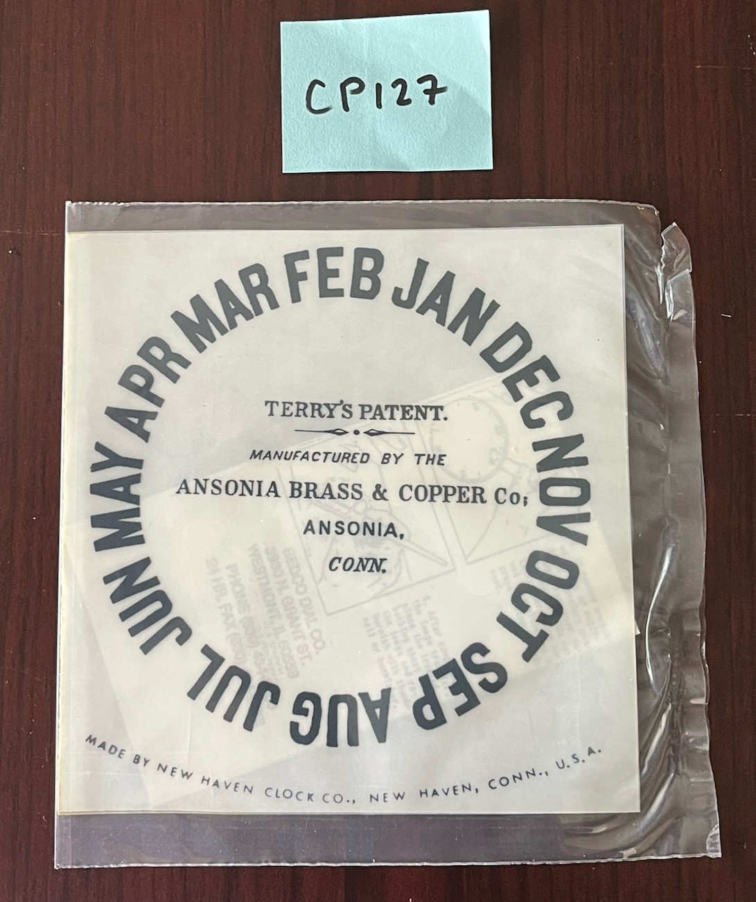 NEW HAVEN ANSONIA MONTH TRANSFER DECAL for Antique Clock Restoration CP127 NOS