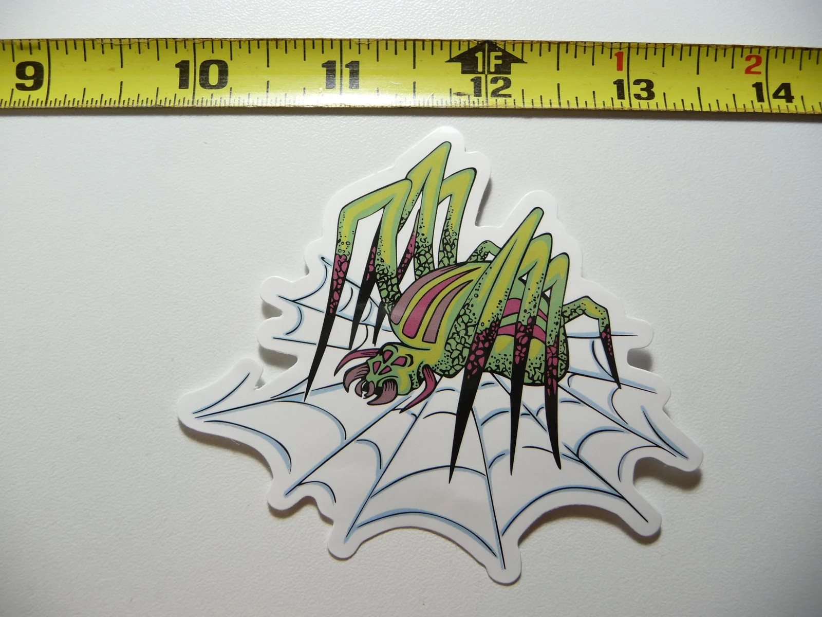 SPIDER ON WEB SMALL STICKER DECAL BUG INSECT FUN FUNNY