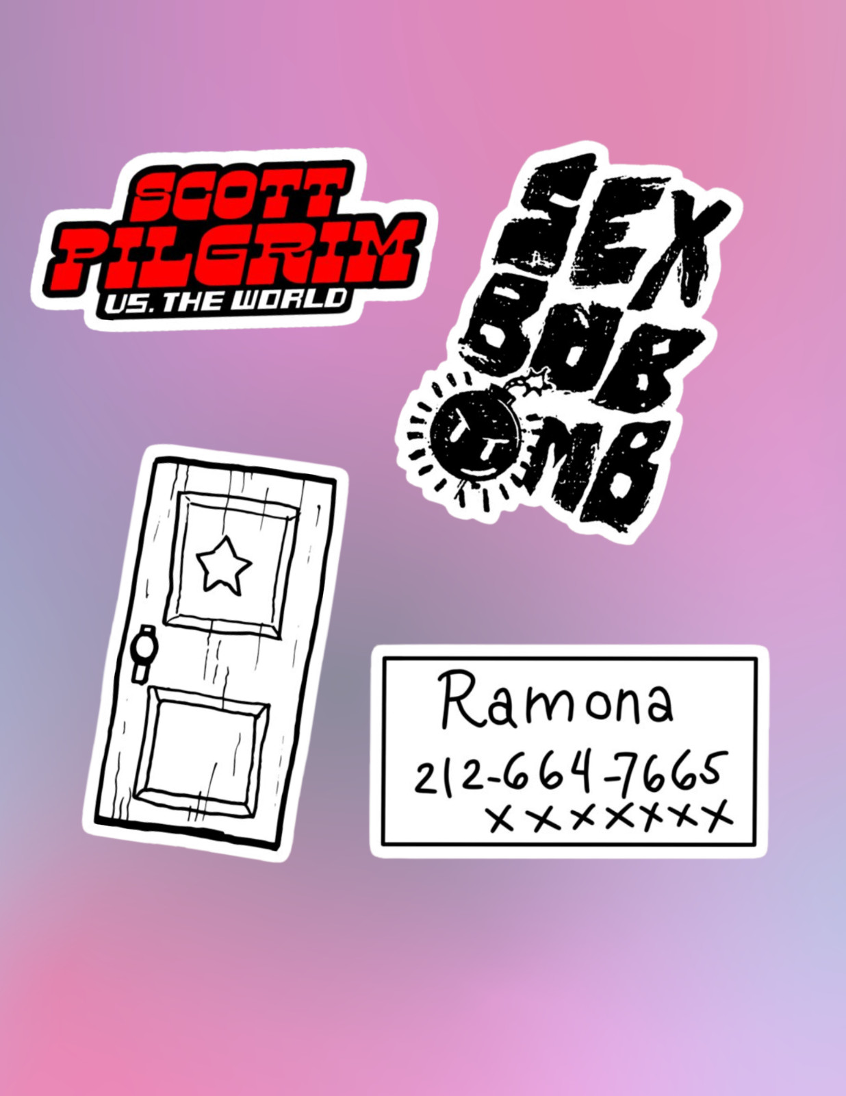 Scott Pilgram 2000's Comedy 4pc Sticker Pack