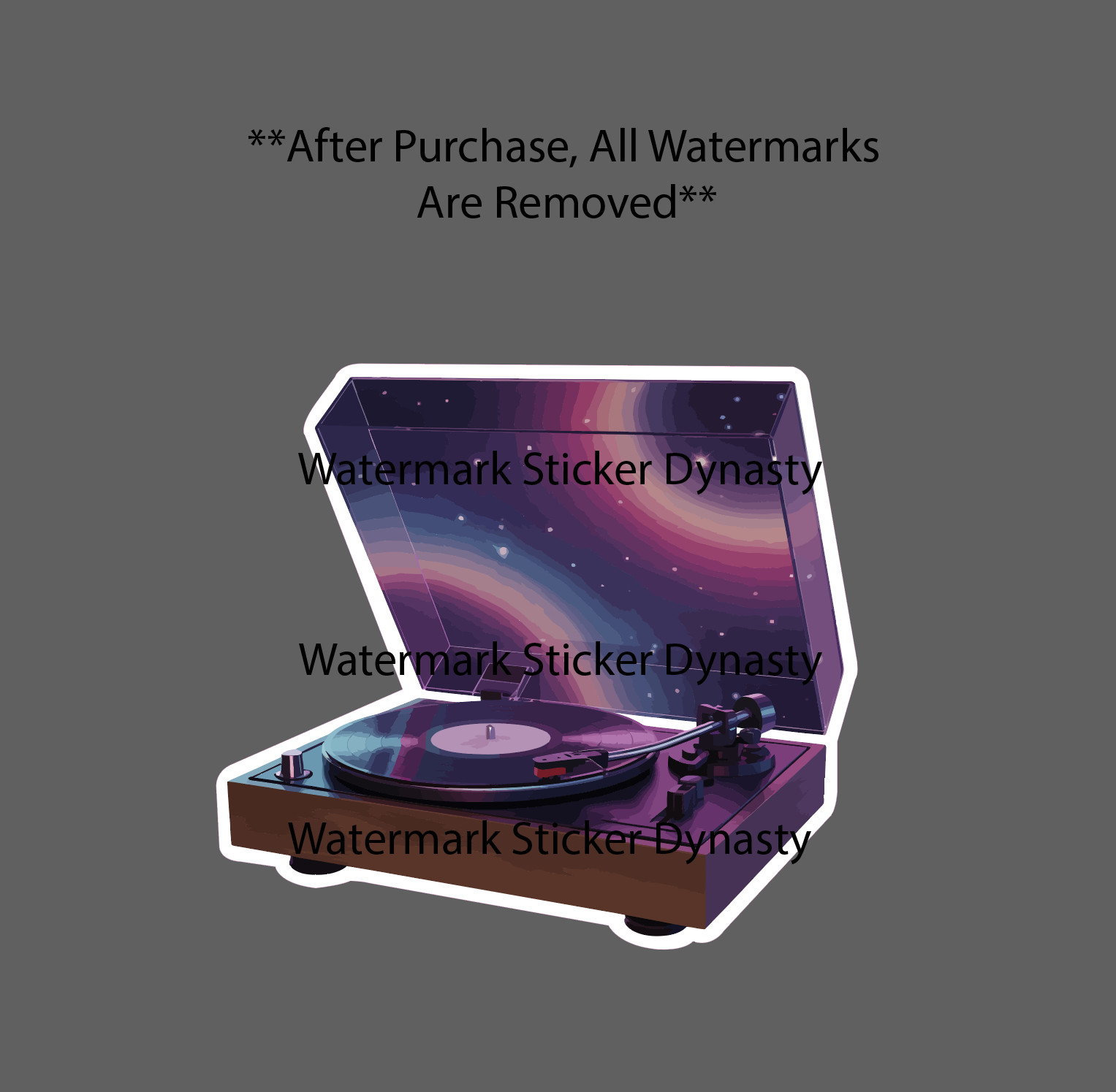 Record Player Sticker Waterproof Decal Music Song Galaxy Space Retro Gift NEW