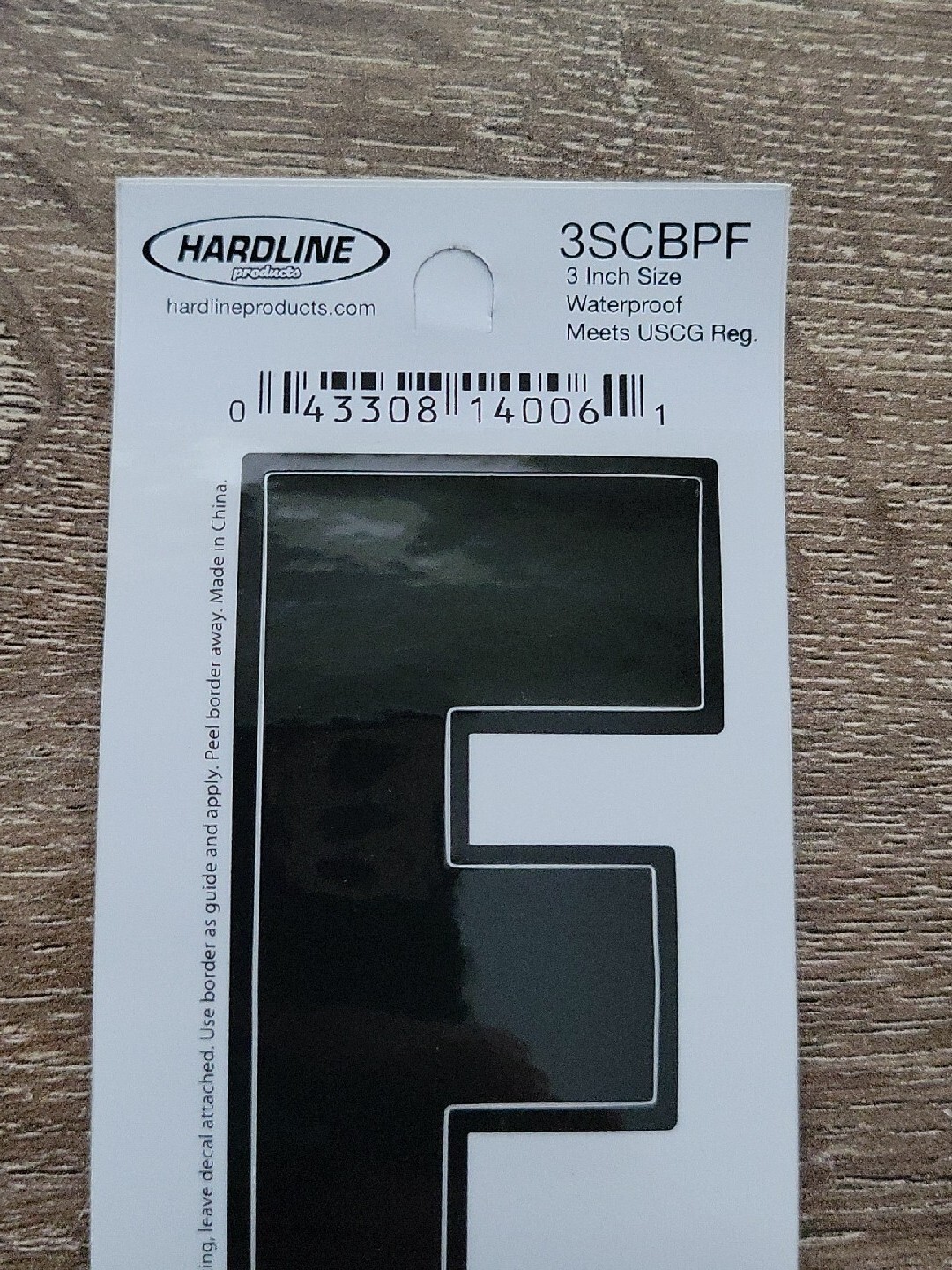 Hardline Self Adhesive Letter F Glossy Black 3" Super Stick, Waterproof. 3SCBPF