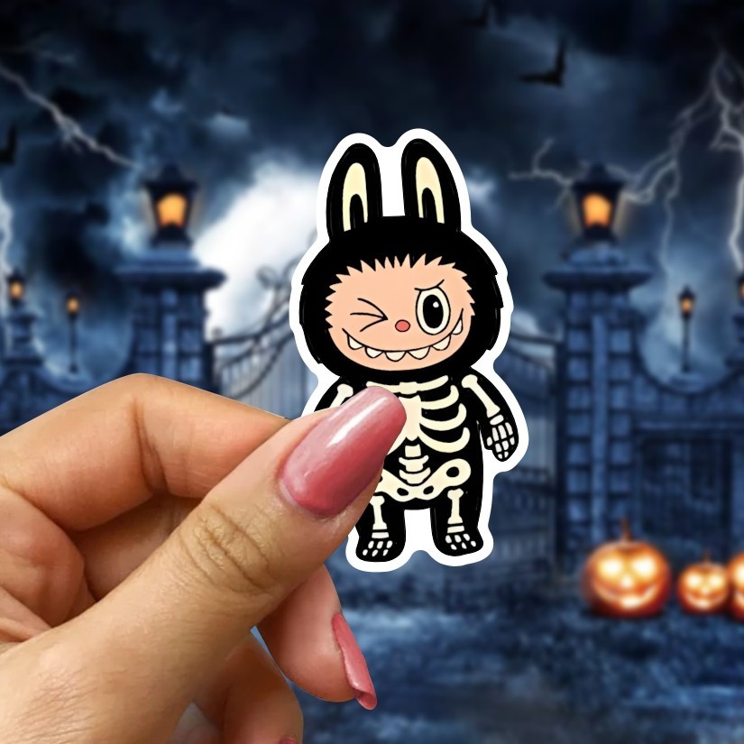 Labubu Halloween Stickers, Set of 12 Peel N' Stick, Sizes available