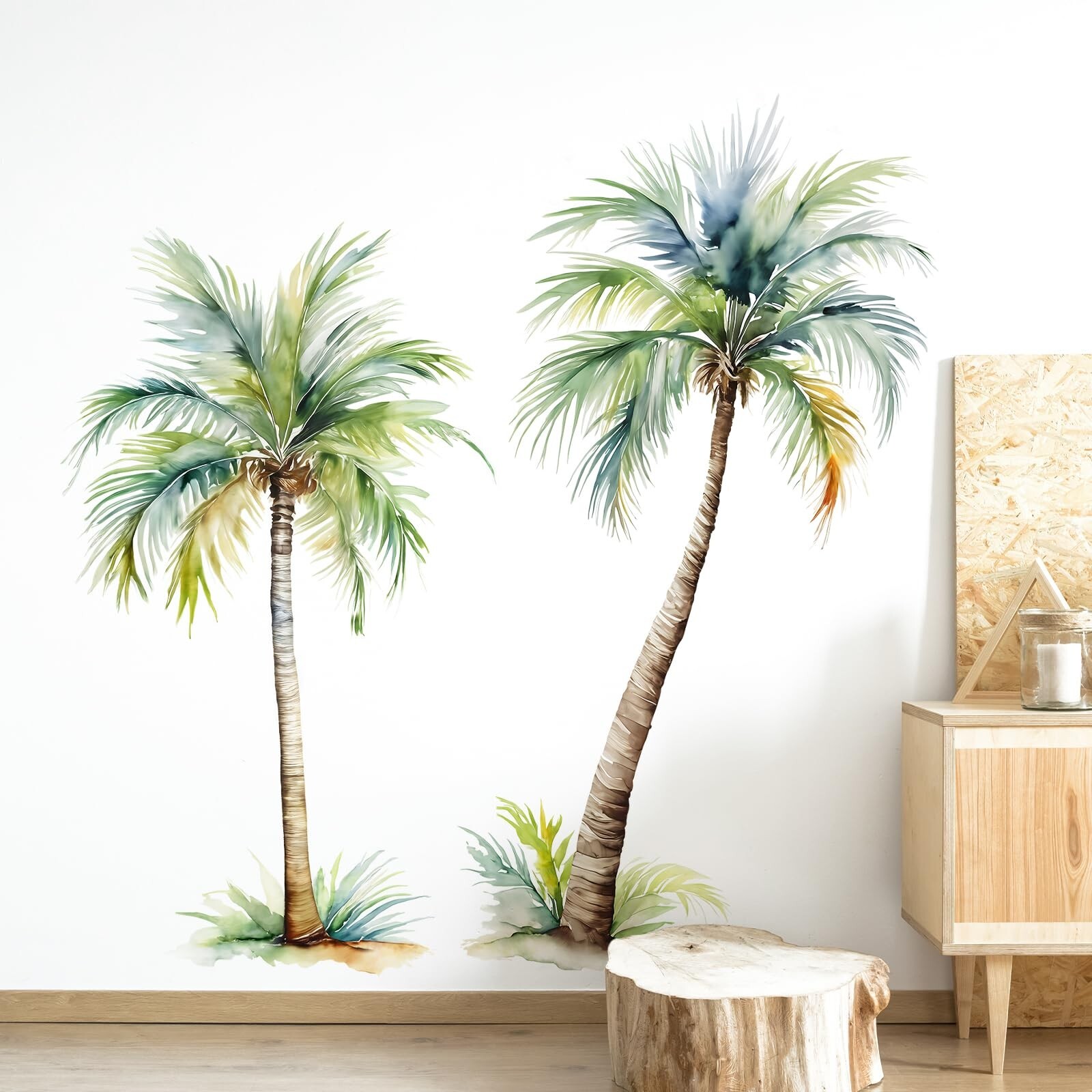Tanlaby Large Palm Tree Wall Stickers Tropical Plants Wall Decals Watercolor …