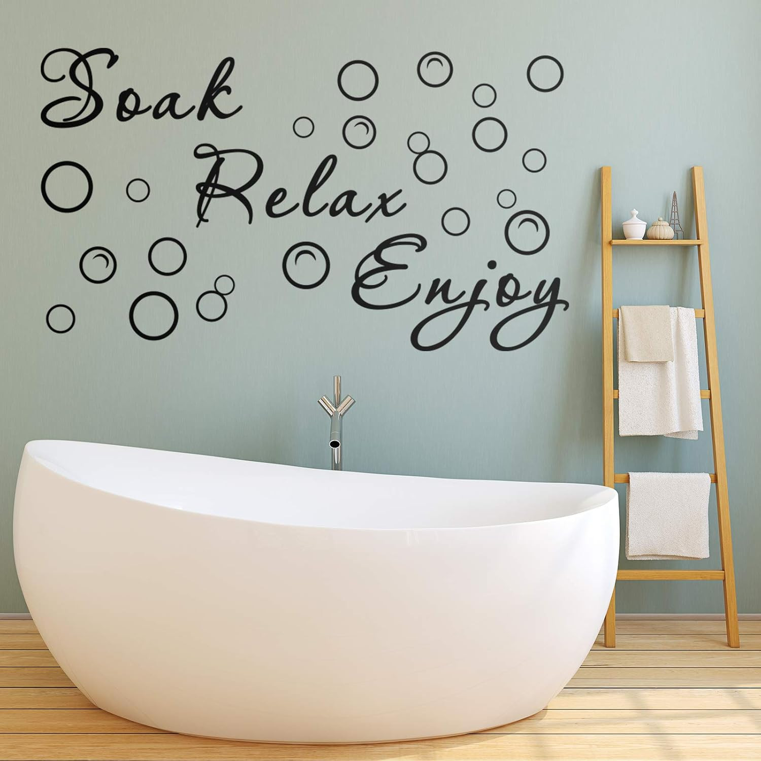 2 Bathroom Decals Sticker Soak Relax Enjoy Toilet Rules Decor Vinyl Quote Decor
