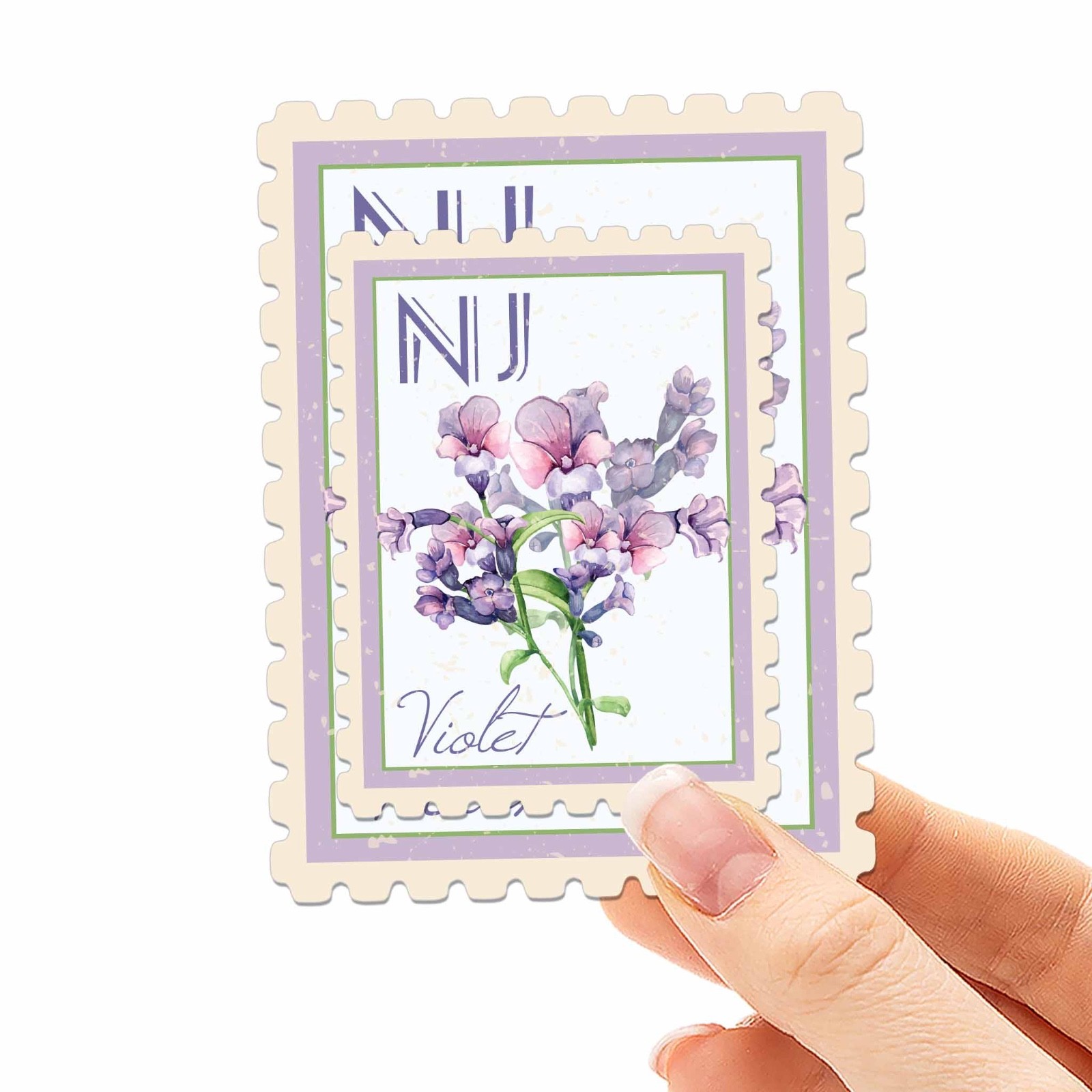 New Jersey State Flower Violet Sticker – NJ Vintage Stamp Decal for Laptop