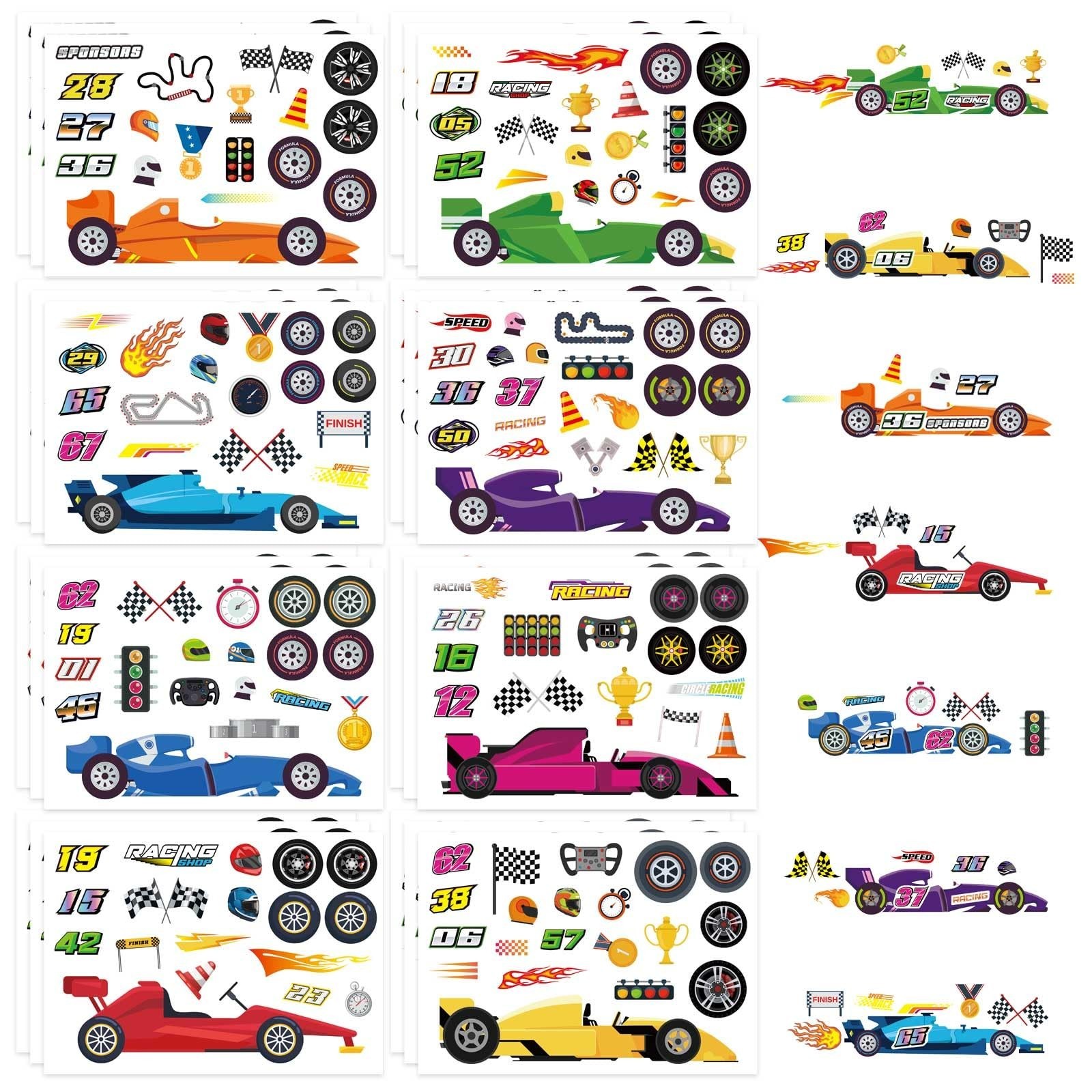 24 Sheets Make Your Own Race Car Stickers, Sporty Racing Car Stickers for Kid…