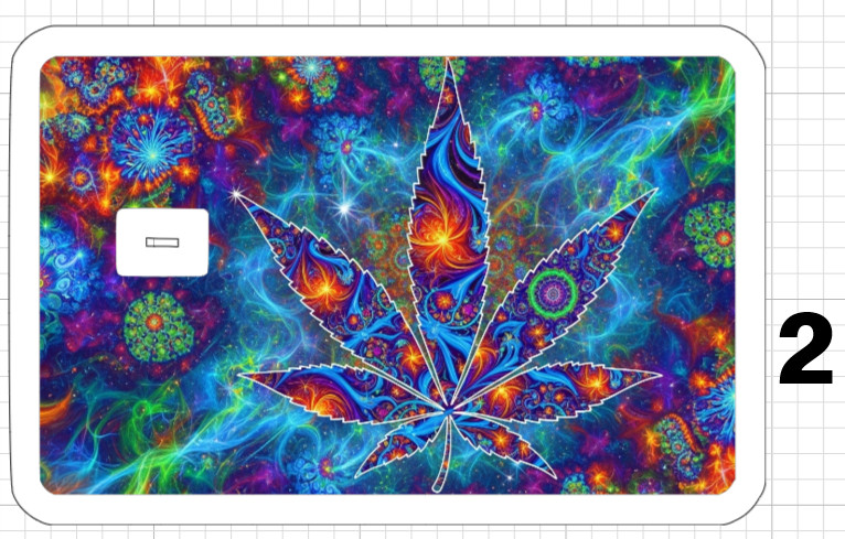 Psychedelic Weed Leaf ATM Debit Credit Sticker Skin 420 USA Cannabis Pot Stoner