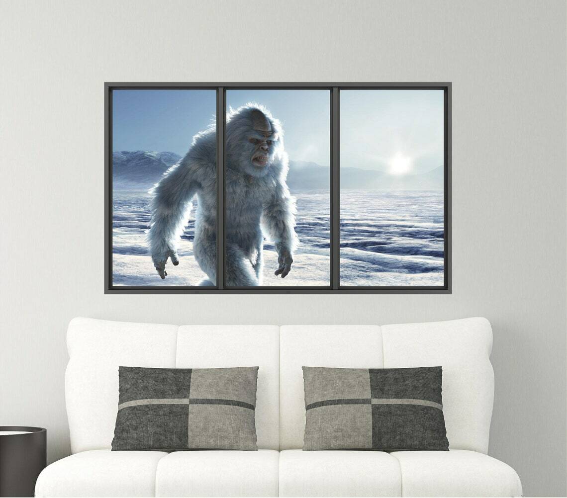 WindowScape Yeti Big Foot 3D Window Wall Decal Abominable Snowman Vinyl Sticker
