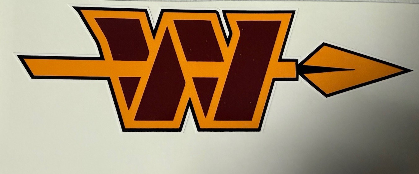 Washington Commanders Alternate Logo Regular Vinyl Decal White Outline Right
