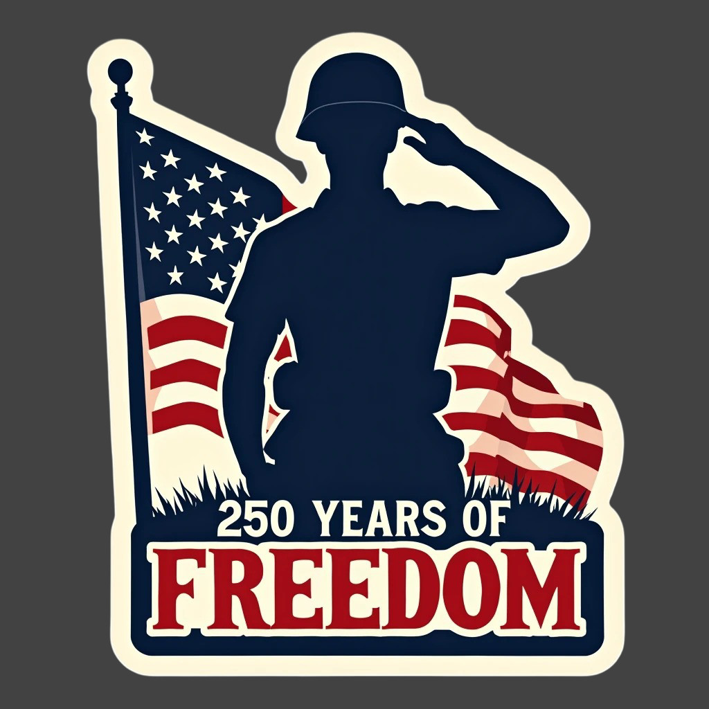 Americana Sticker Vinyl Decal 250 Years Freedom Soldier USA Flag Patriotic