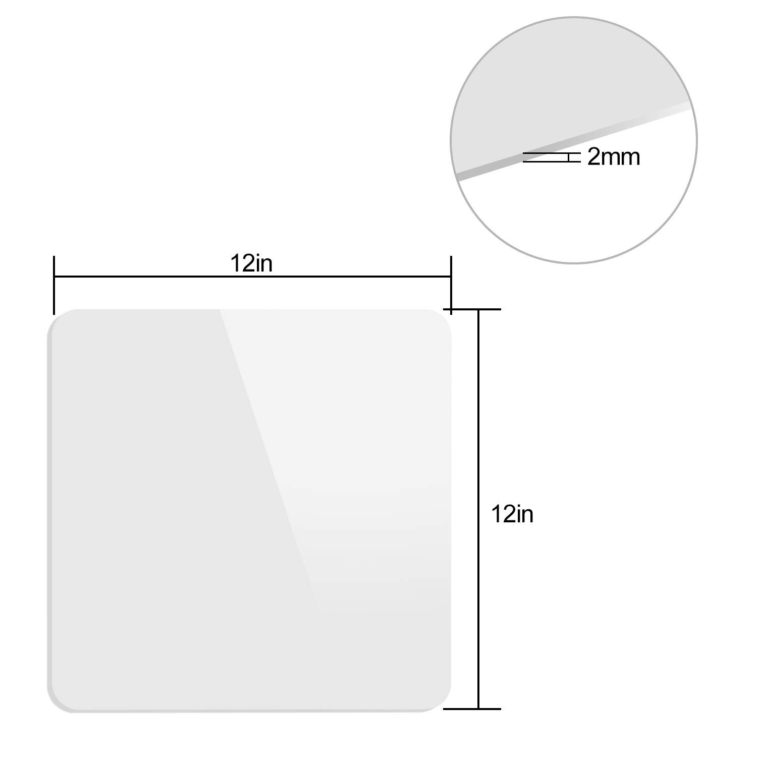 KINJOEK 12 x 12 Inch Acrylic White & Black Reflective Display Table Riser Bac…
