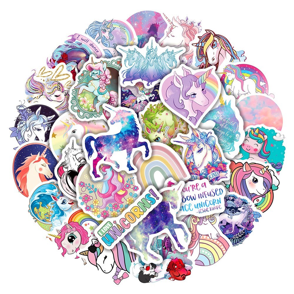 100pcs Unicorn Stickers, Cute Rainbow Universe Stickers, #138