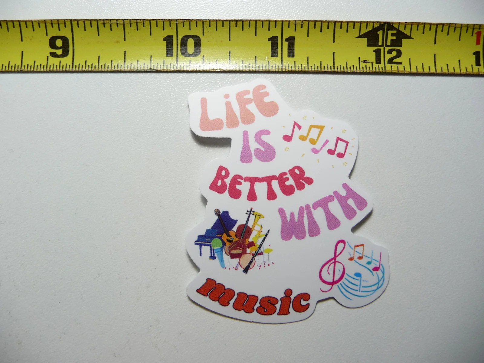 LIFE IS BETTER WITH MUSIC NOTES INSTRUMENTS SMALL STICKER DECAL MUSICIAN FAN