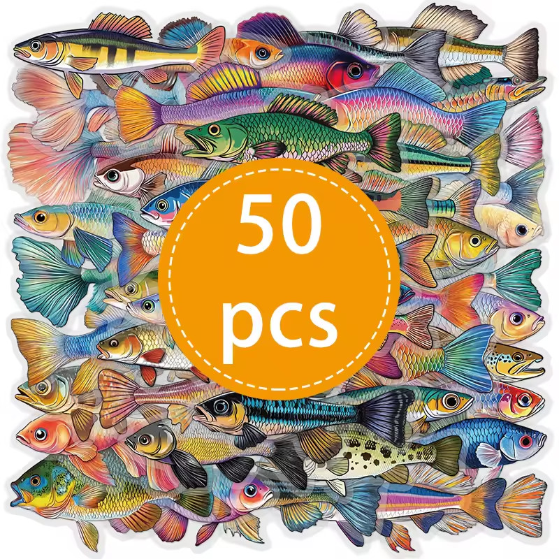50-500PCS Fish Stickers Decals Waterproof DIY Laptop Phone Car Scrapbook Decor