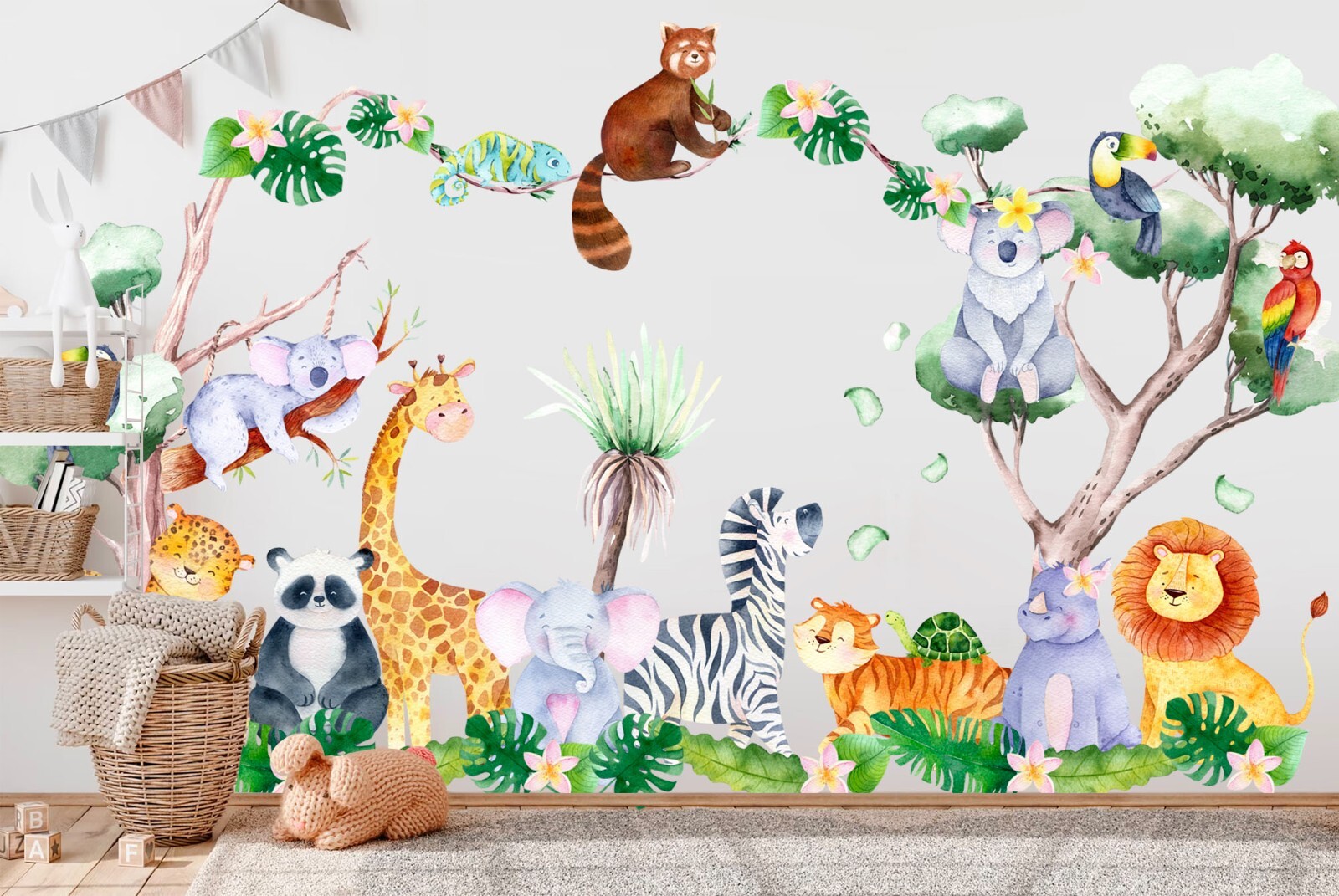 Safari African Animals Giraffe Lion Zebra Tiger Koala Jungle nursery wall decal