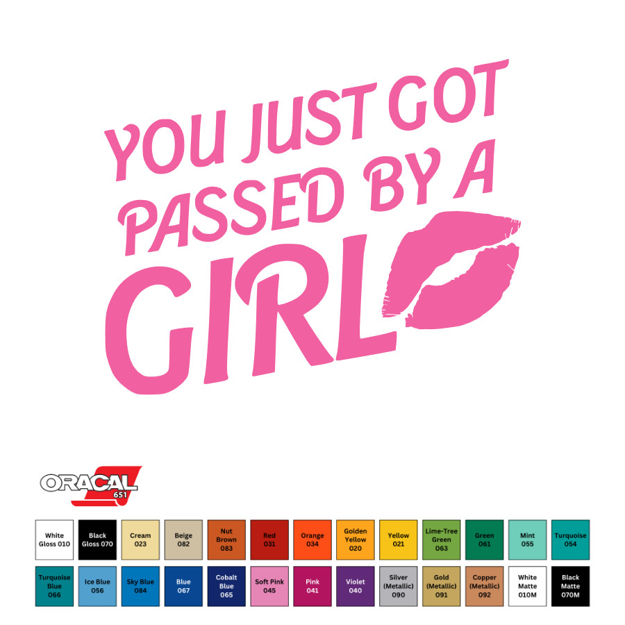 You Just Got Passed By A Girl Car Window Sticker Decal 4" CHOOSE COLOR