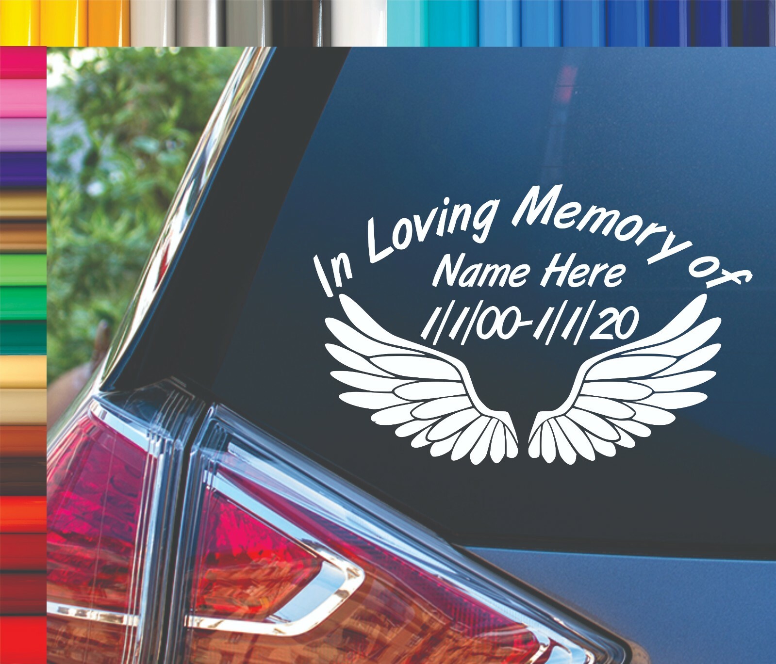 In Loving Memory of Personalized Wings Angel Vinyl Car Decal Sticker