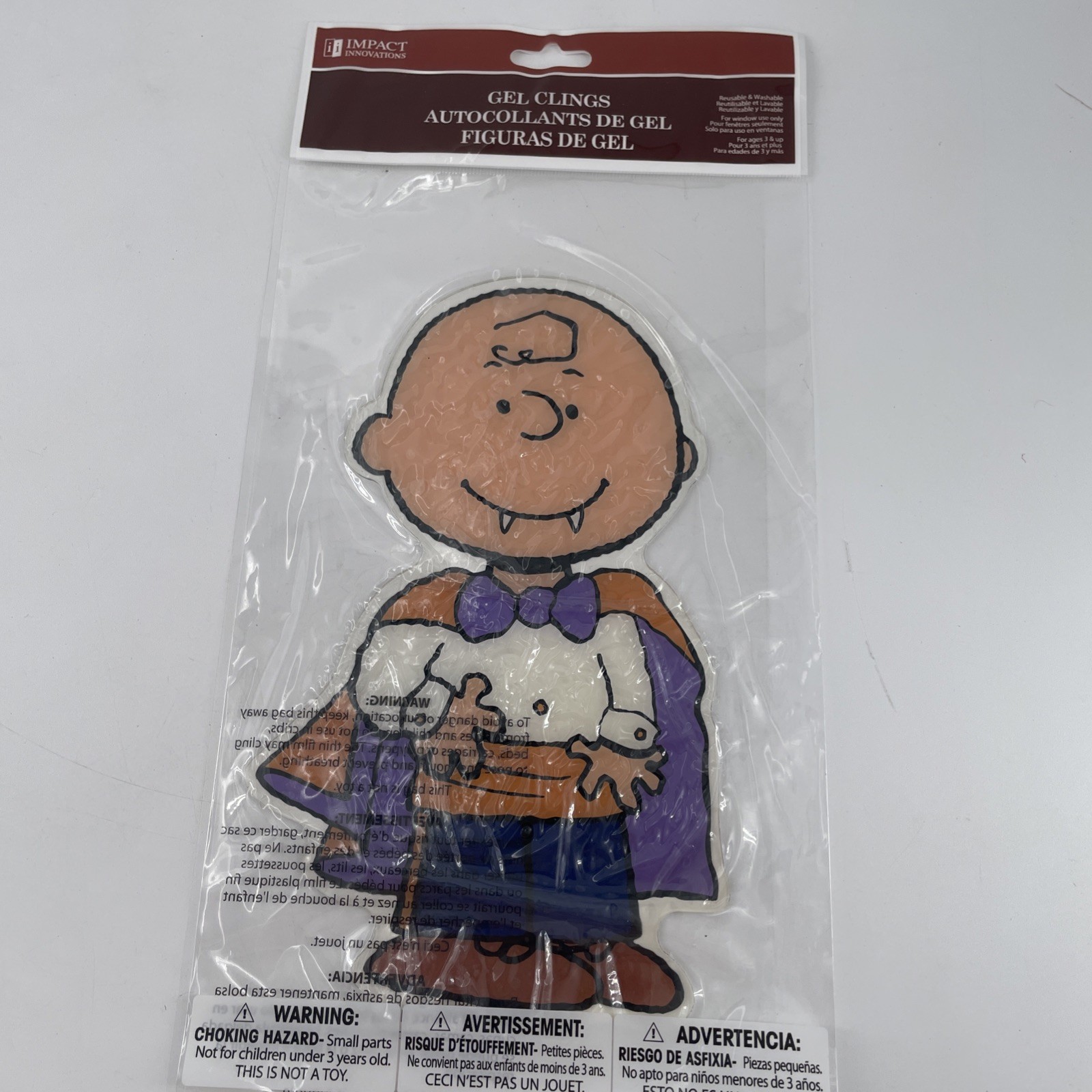 3 Halloween Peanuts Window Clings Charlie Brown Woodstock Lucy 2 Sided 8 x 4 in