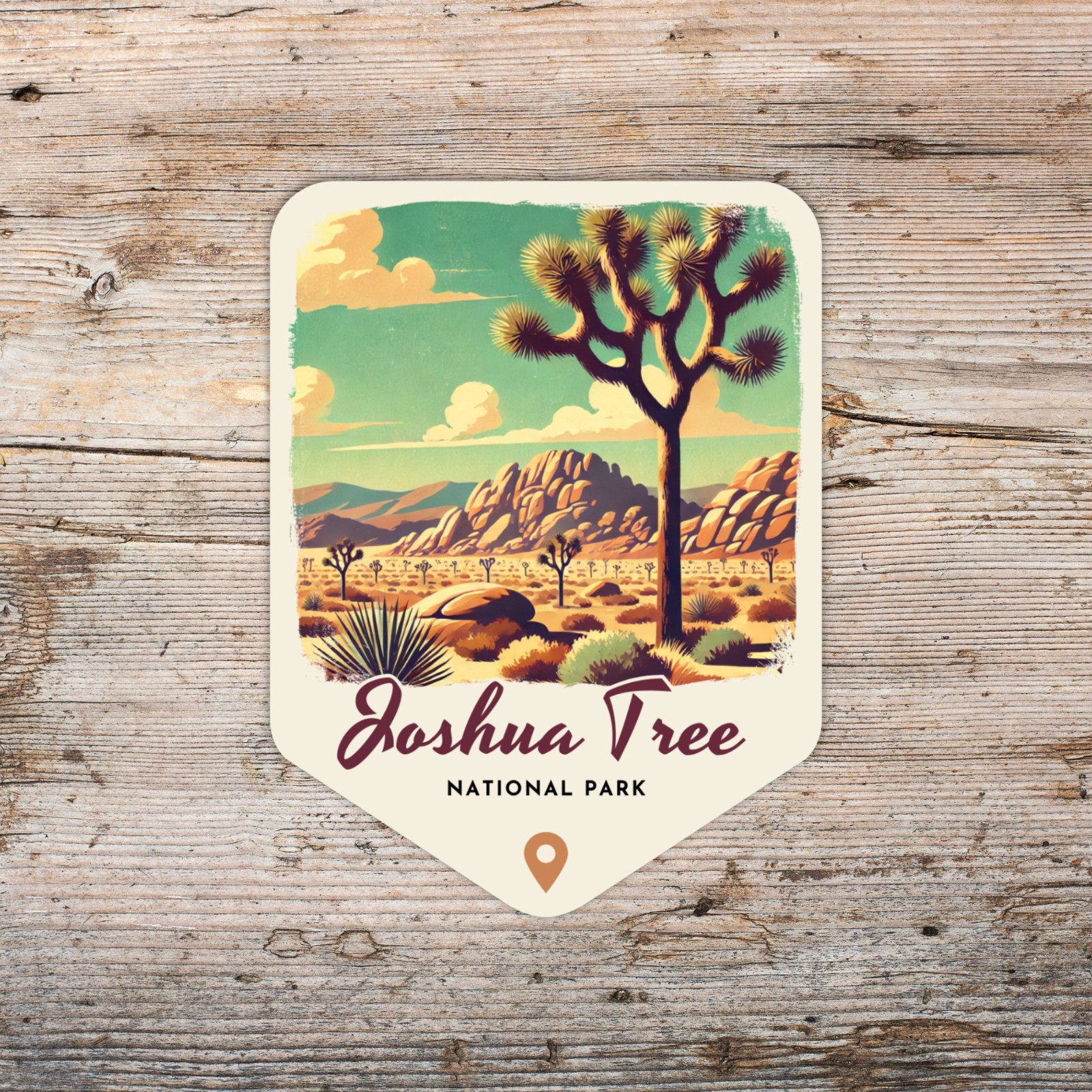 Joshua Tree National Park California Sticker Retro Style Waterproof Vinyl Decal