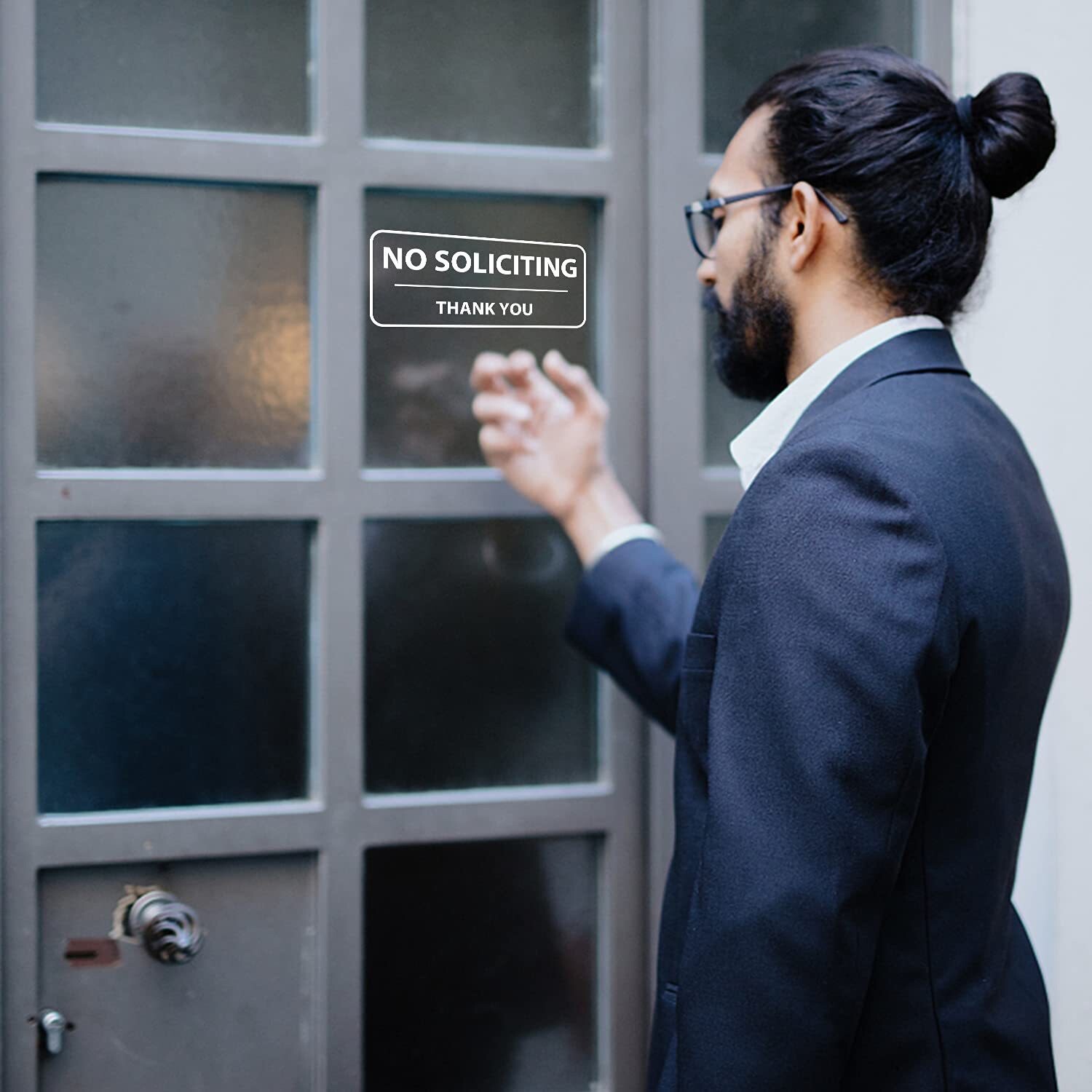 No Soliciting Sign 5-pack Stickers 3"X7" Door Window Outdoor Waterproof