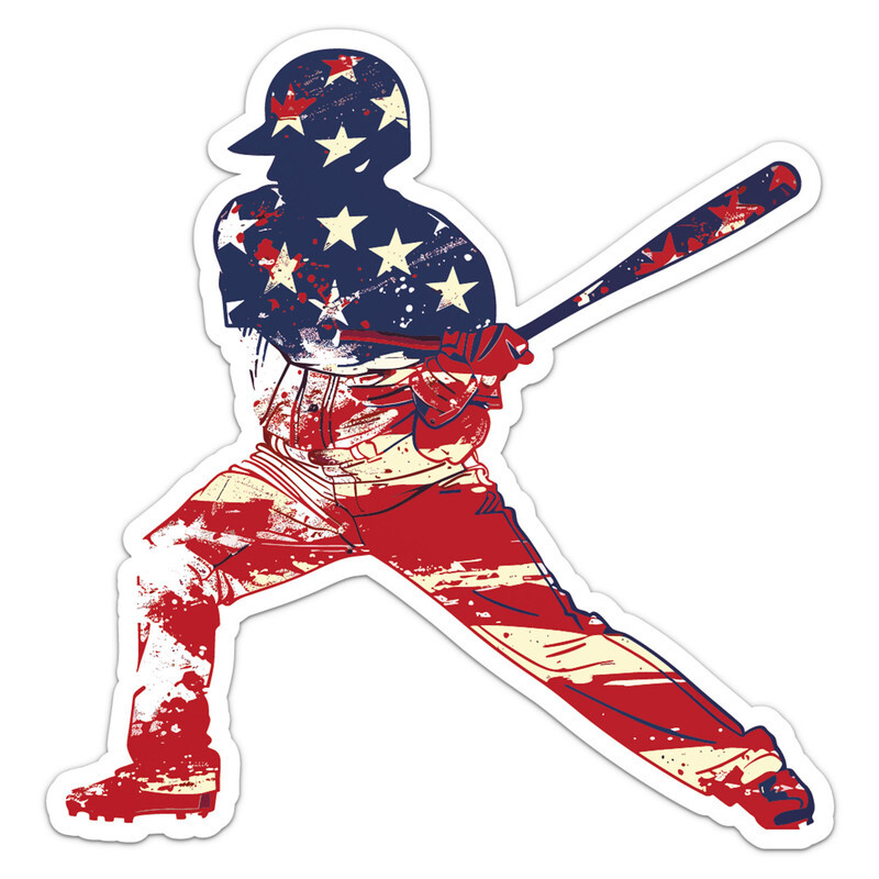 Patriotic American Flag Baseball Car Bumper Sticker Watherproof Vinyl Decal