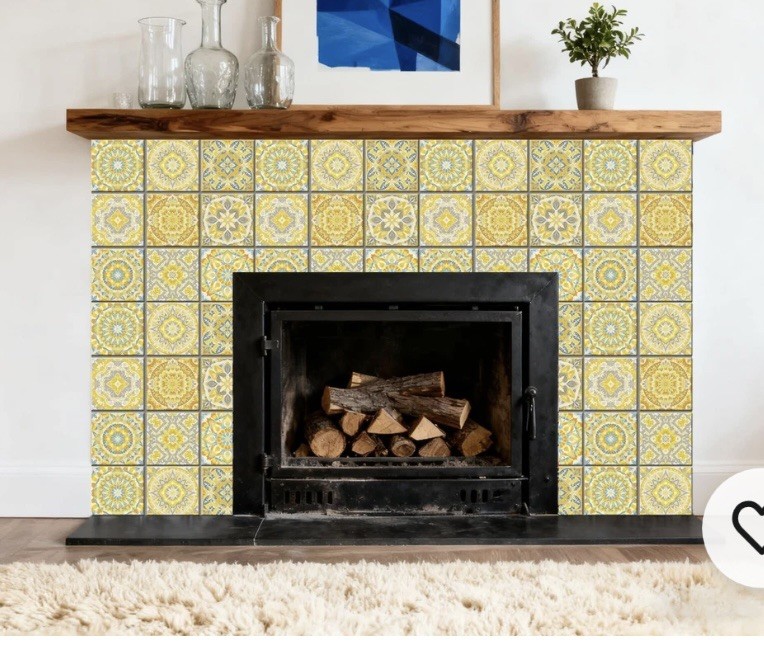 36 Pcs 9 Style Mosaic Style Peel and Stick Wall Tile Sticker Mustard Color Wa…