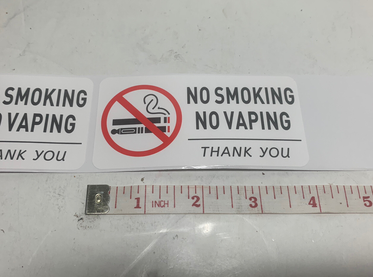 (4) 2”x4” No Smoking No Vaping Sticker Great For Rentals