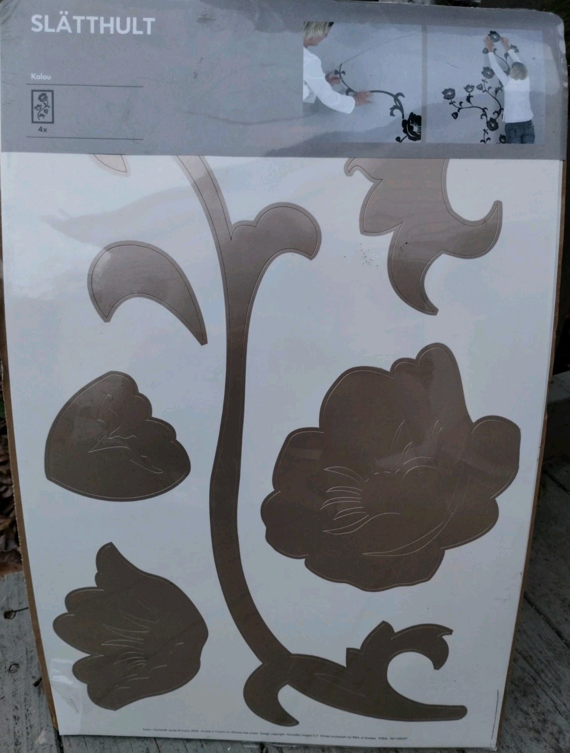 IKEA Slatthult Kalou Wall Stickers 001.200.07 Gold Tone Flowers 2006 New In Pack