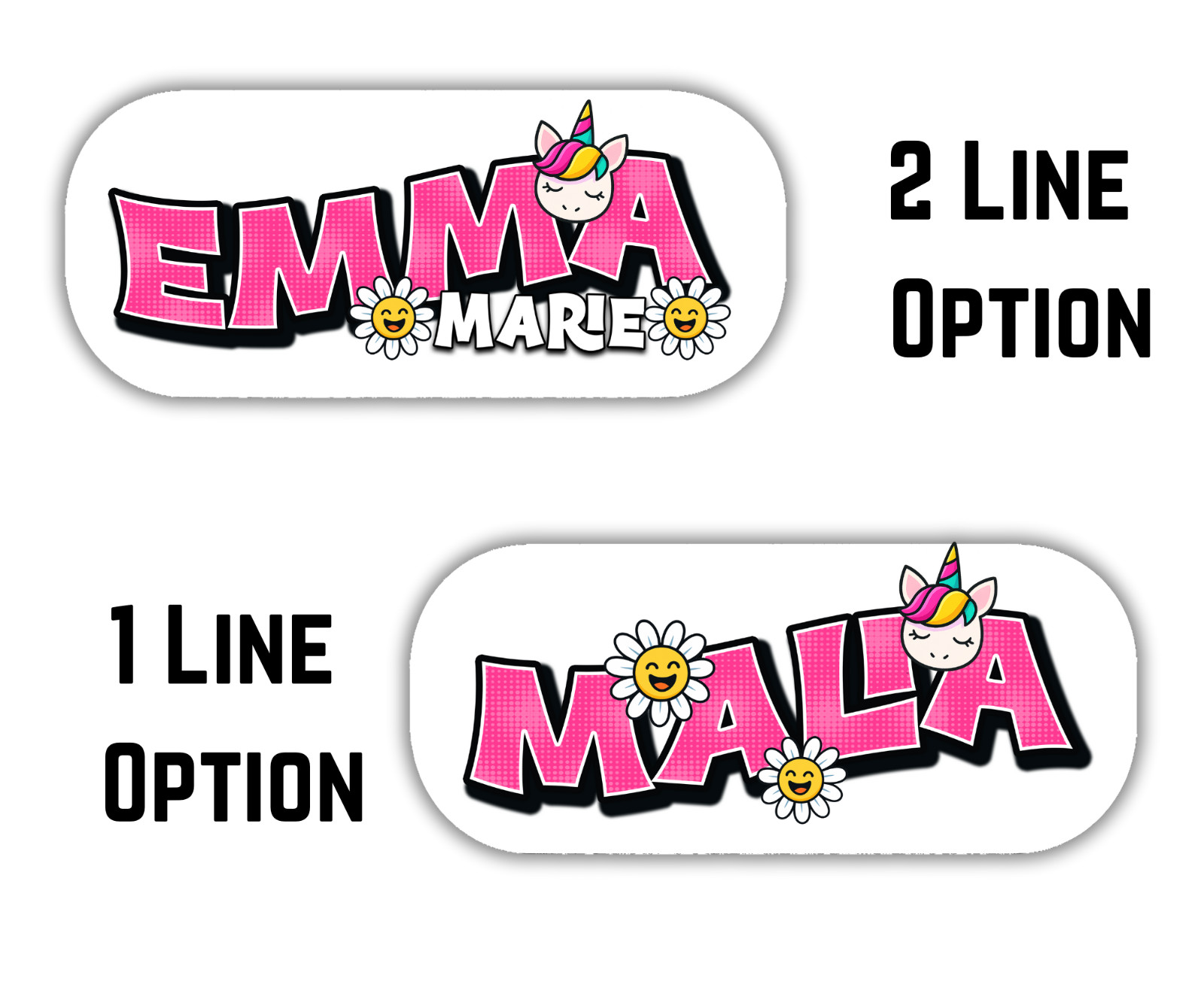 Custom Waterproof Unicorn Pop Art Name Labels for School, Daycare & Bottles