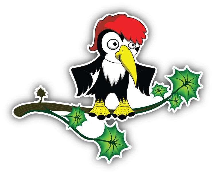 Woodpecker Tree Car Bumper Sticker Decal