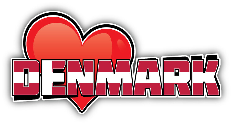 Denmark Art Heart Flag Travel Slogan Car Bumper Sticker Decal