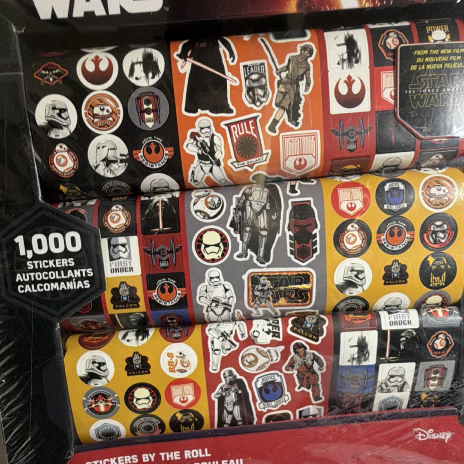 Disney Star Wars Stickers Roll 1,000 Count Kylo Ren BB-8 Rey Stormtrooper