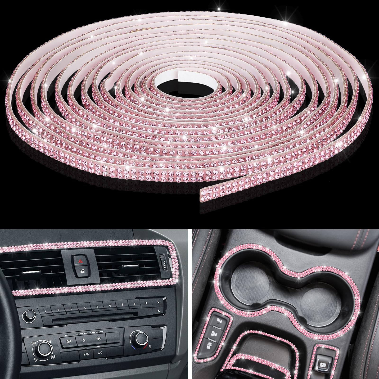 32.8Ft Self-Adhesive Rhinestone Car Trim for Interior and Exterior Decoration