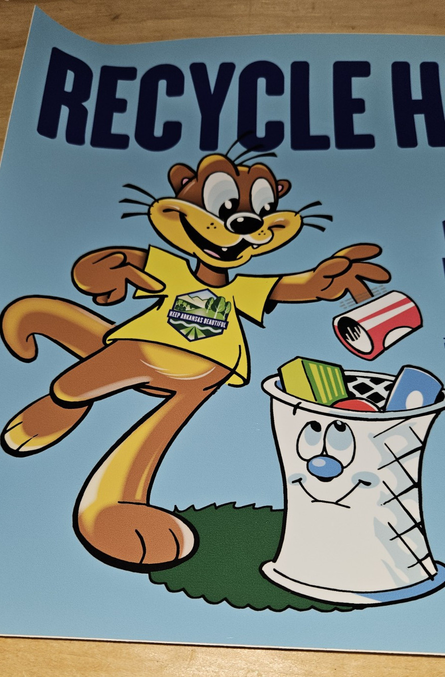KEEP ARKANSAS BEAUTIFUL RECYCLE BIN TRASH CAN STICKER OTTO THE OTTER NEW VINYL