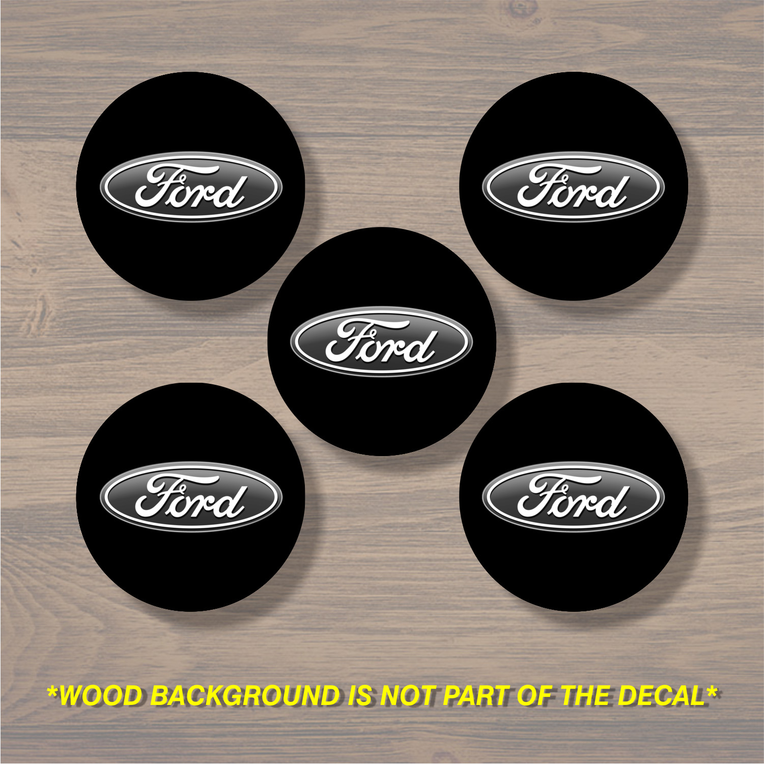Ford Wheel Center Cap Overlay x5, Vinyl Decal Sticker