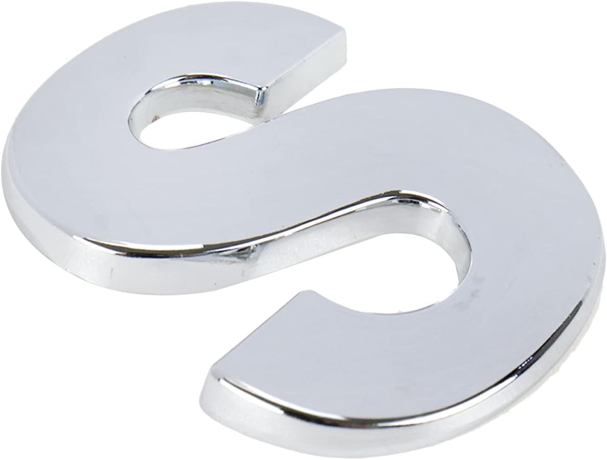 3D Chrome Car Emblem Letter S – Easy Install Zinc Alloy Badge for Customization