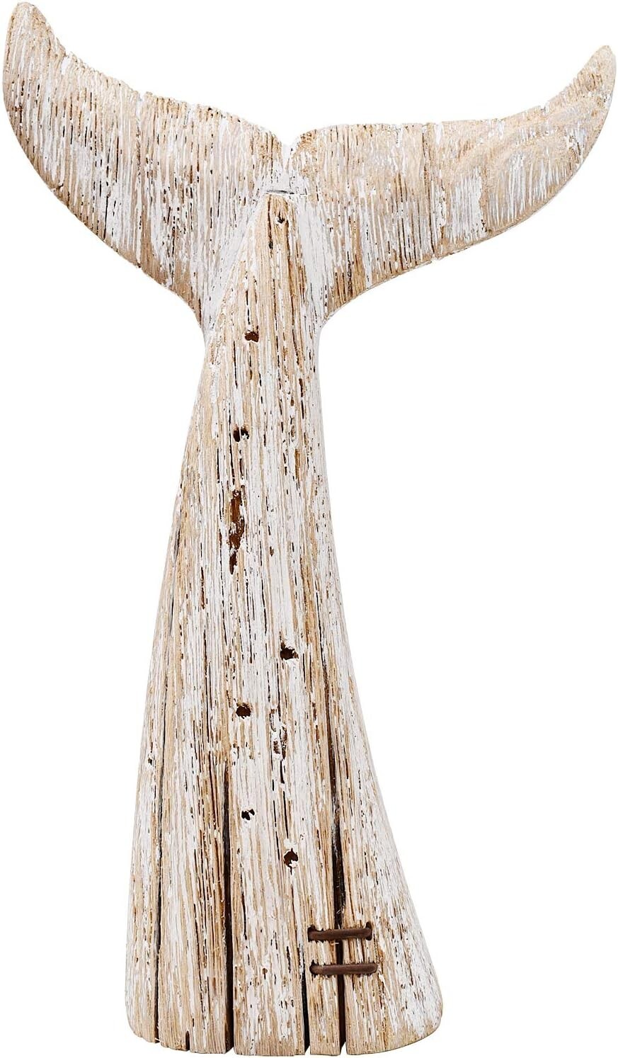 Nautical Home Decor Wood Whale Tail Tabletop Statue Decorative Rustic Sculpture(