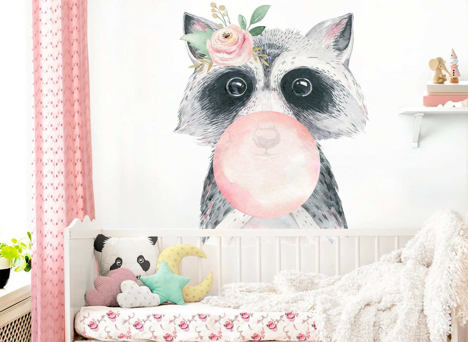 Baby Animal Head Giraffe Koala Raccoon Panda Peel And Stick Decal Wall Stickers