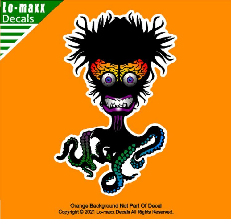 Octopus Brain Monster Superior Quality Cool Original Art Printed Vinyl Sticker