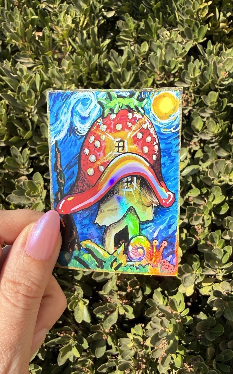 Strawberry Mushroom Vinyl Sticker | 3" | Original Art by Sara Rose