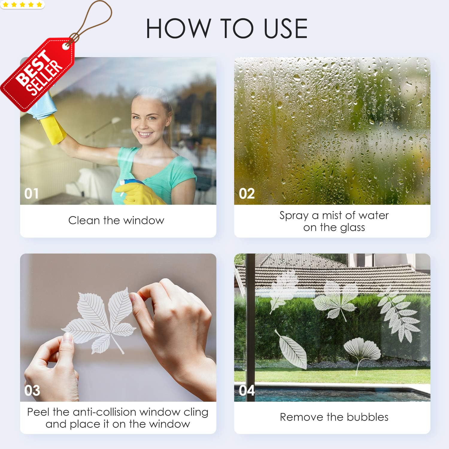 32 Pcs Bird Deterrent Window Stickers Leaf Shape Anti-Collision Glass Decals – U