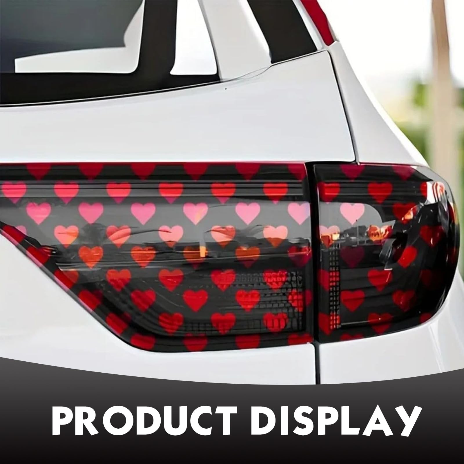 Car Heart Pattern Taillight Stickers SelfAdhesive Rear Lamp Decals, Black