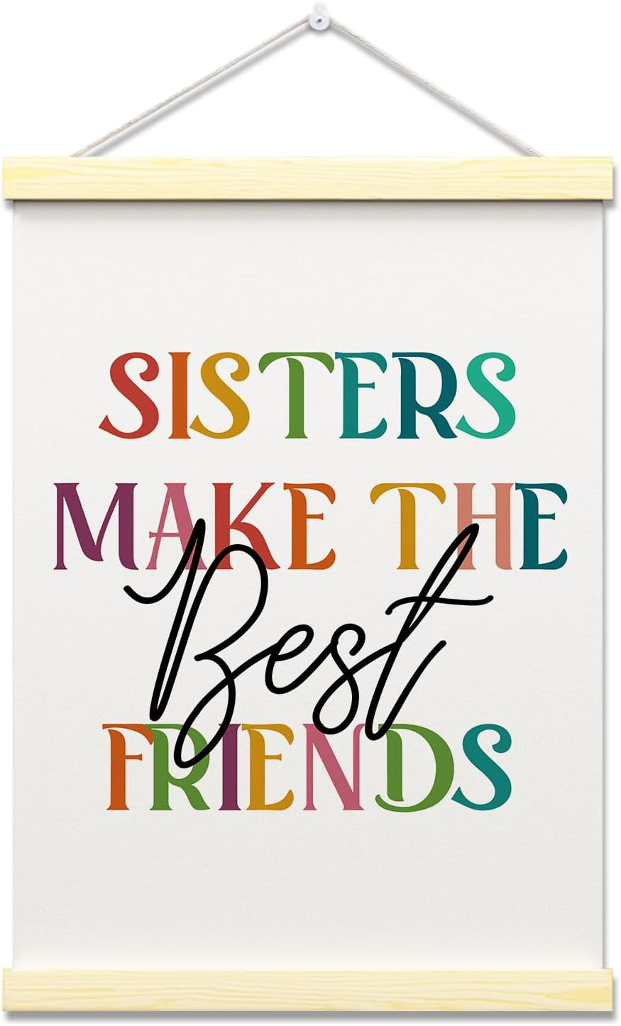 Sisters Make the Best Friends Poster Hanger Frame, Wall Art Decor for Toddlers G