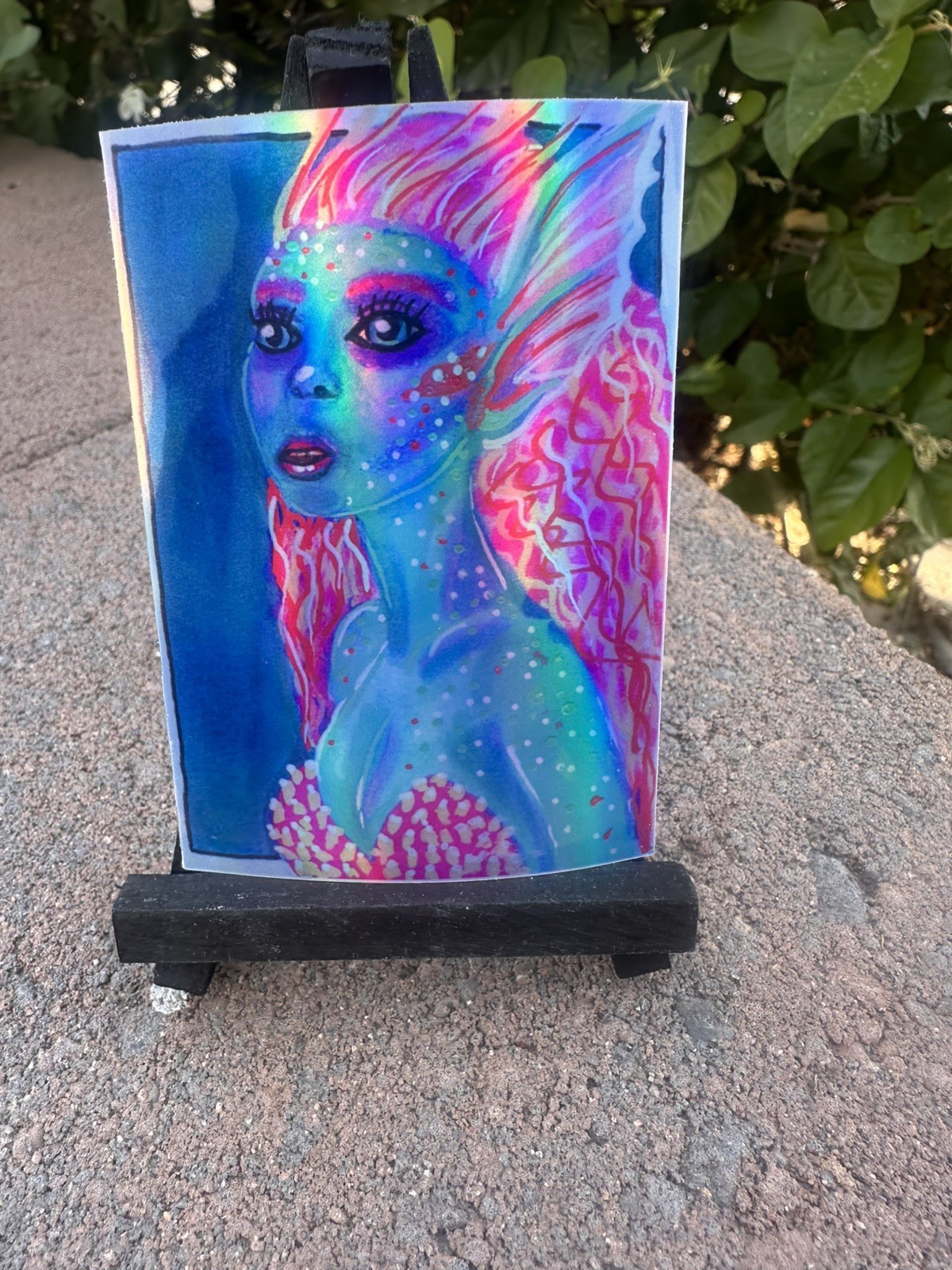 ACEO Original *HOLOGRAPHIC STICKER* “Keepers of the Deep” 2.5×3.5