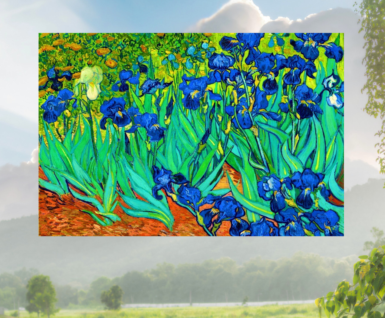 Van Gogh Irises WINDOW CLING Size 10.6" Repositionable Vinyl