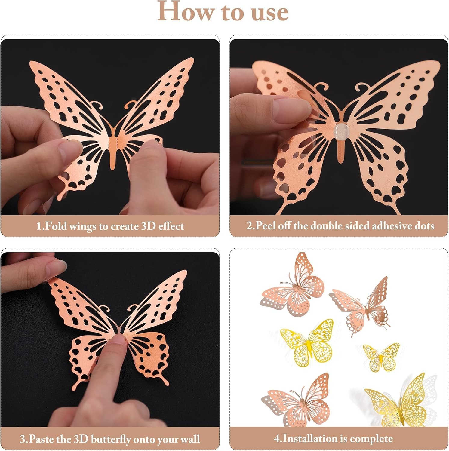 Luxurious 3D Butterfly Wall Stickers – Art Deco 48 Pcs for Parties & Nurseries