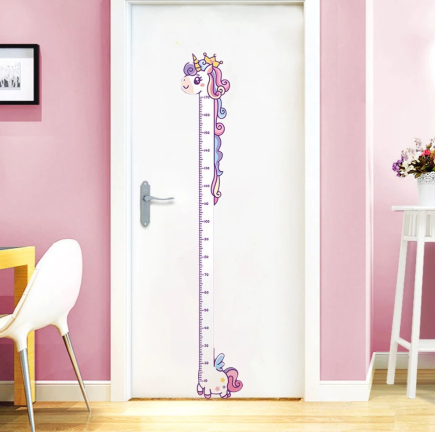 1pc Kids Height Chart Wall Sticker Unicorn Dinosaur Giraffe Growth – NEW
