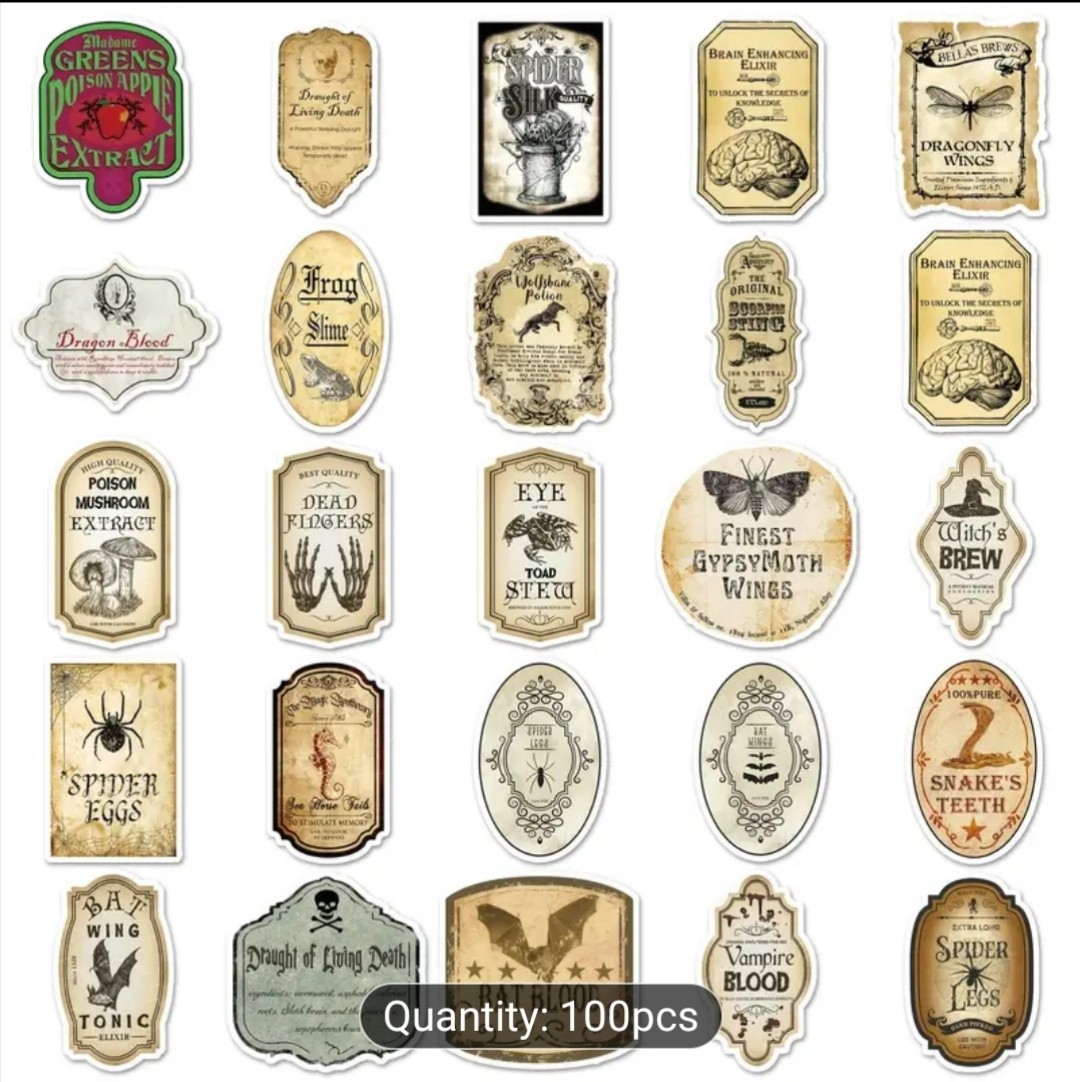 10 PCS Vintage Potion Labels Stickers BRAND NEW Version B